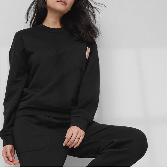 lunya Sweaters - LUNYA Reversible Silk Sweats Sweatshirt in Immersed Black